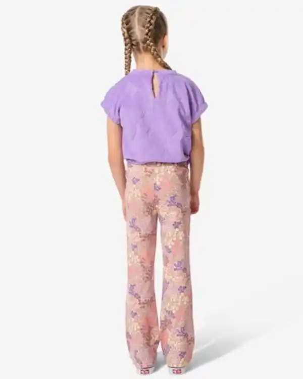 Bild 4 von Kinderleggings, Flared Fit, gerippt, geblümt – 2 Stück violett