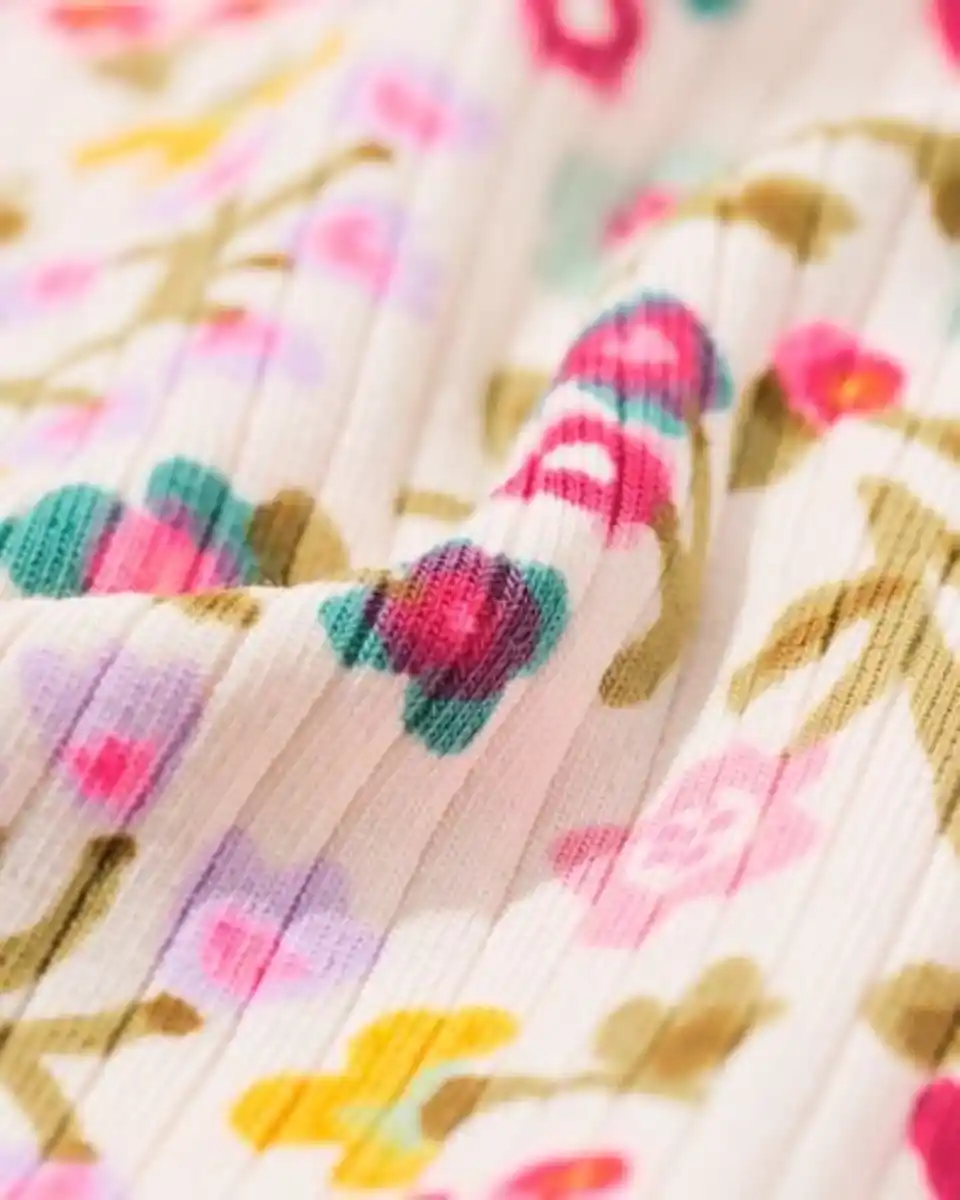 Bild 3 von Ausgestellte Kinderleggings mit Blumen ecru