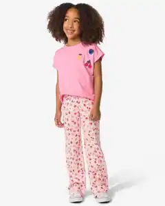 Kinderleggings, Bootcut, gerippt, Erdbeeren rosa