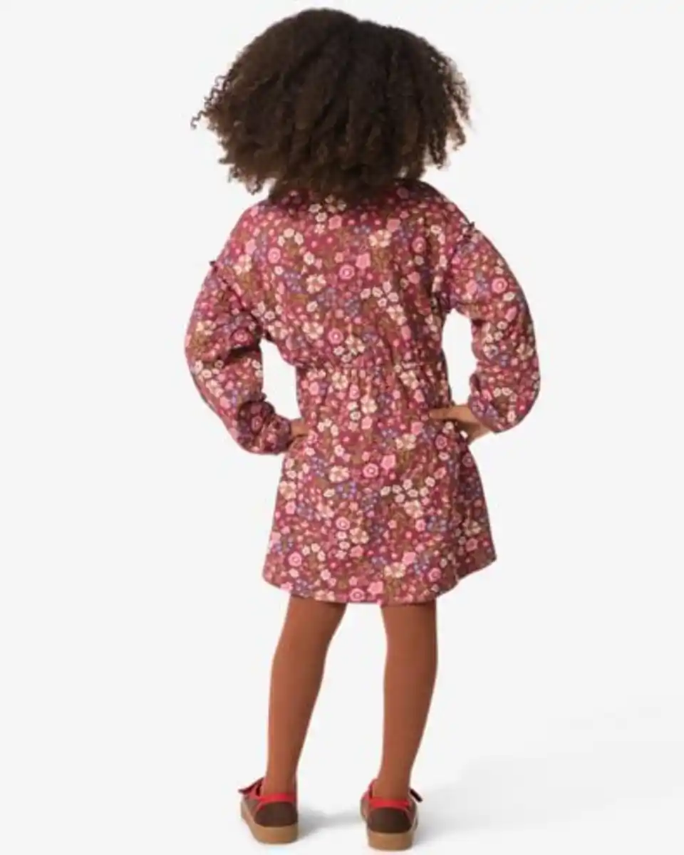 Bild 4 von Kinderkleid in A-Linie, gerippt mit Blumen hellbraun