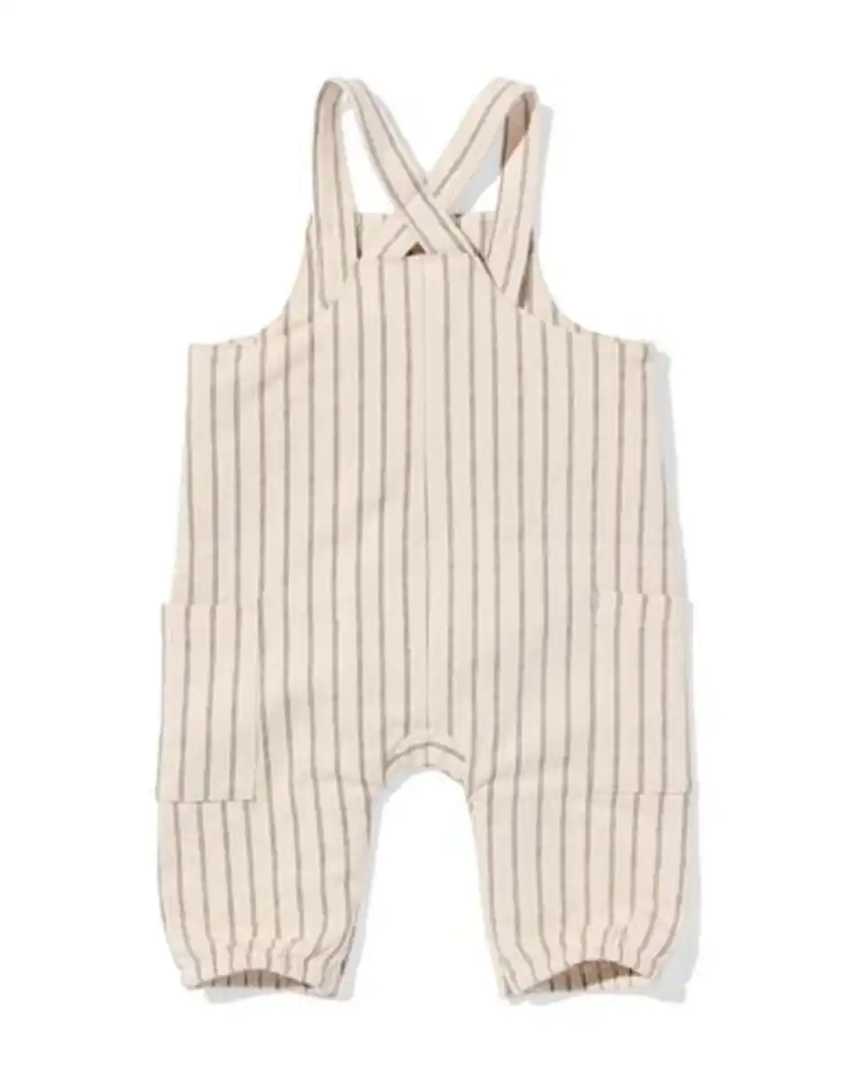 Bild 2 von Newborn mitwachsender Strampler, gestreift ecru