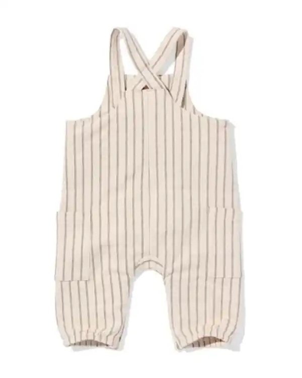 Bild 2 von Newborn mitwachsender Strampler, gestreift ecru