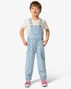Kinder-Jumpsuit mit Karomuster hellblau