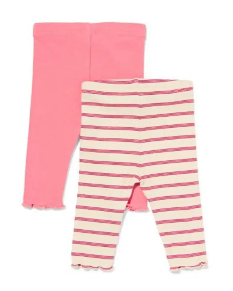 Bild 2 von Babyleggings mit Rippenstruktur, Streifen – 2 Stück ecru