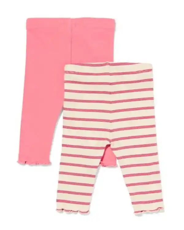 Bild 2 von Babyleggings mit Rippenstruktur, Streifen – 2 Stück ecru