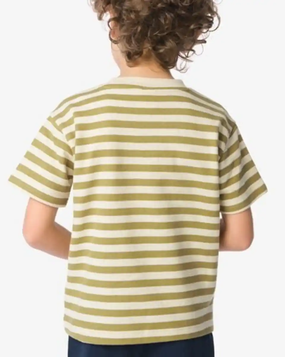 Bild 4 von Kinder-T-Shirt mit Streifenmuster olivgrün