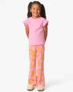 Kinderleggings gerippt, mit Herzen gelb