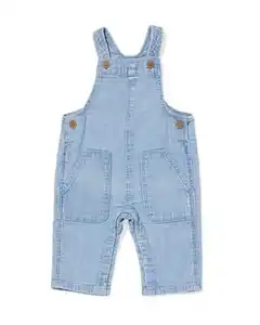 Baby-Latzhose, gestreift jeansfarben