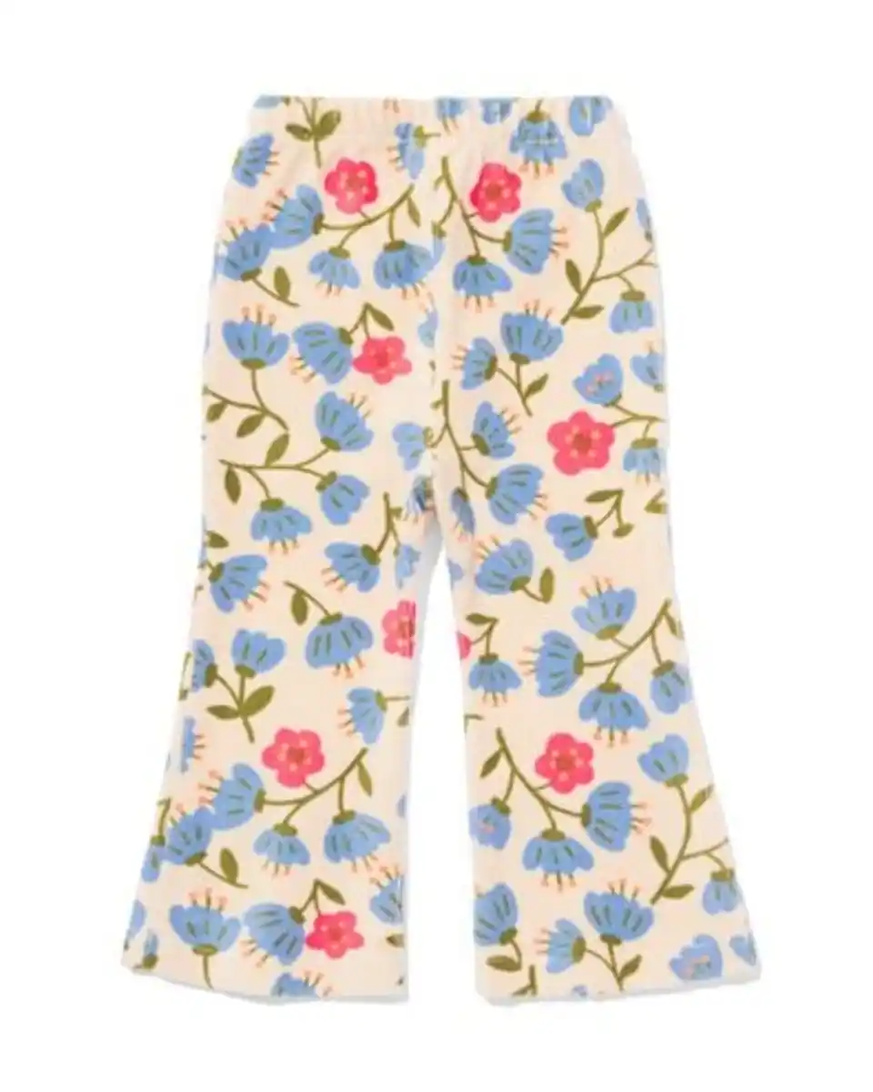 Bild 2 von Ausgestellte Babyleggings, gerippter Velours, Blumen ecru