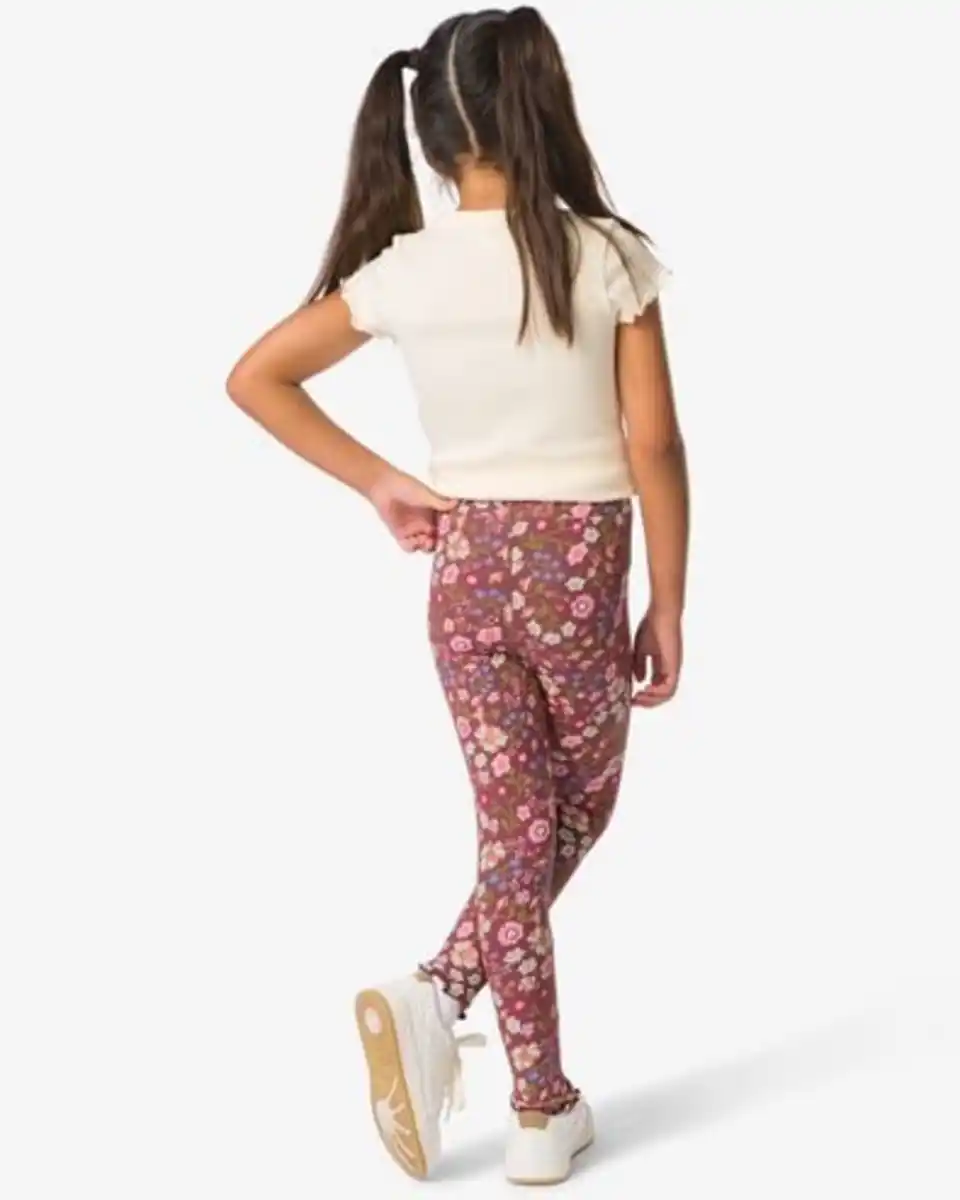 Bild 4 von Kinderleggings gerippt mit Blumen – 2 Stück hellbraun