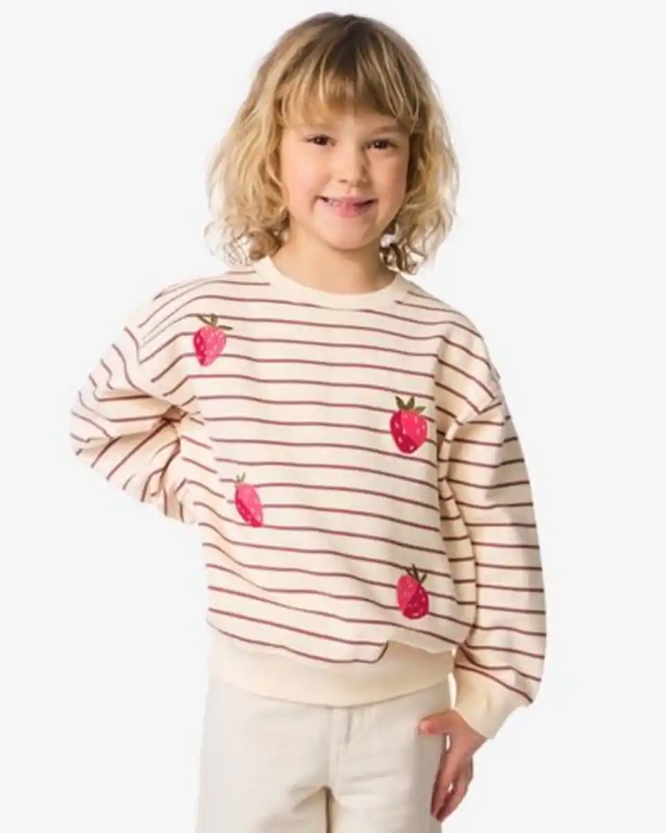 Bild 1 von Kindersweater, gestreift, Früchte ecru