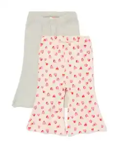 Babyleggings, ausgestellte Passform, gerippt, Spitze, Herzen – 2 Stück hellgrün