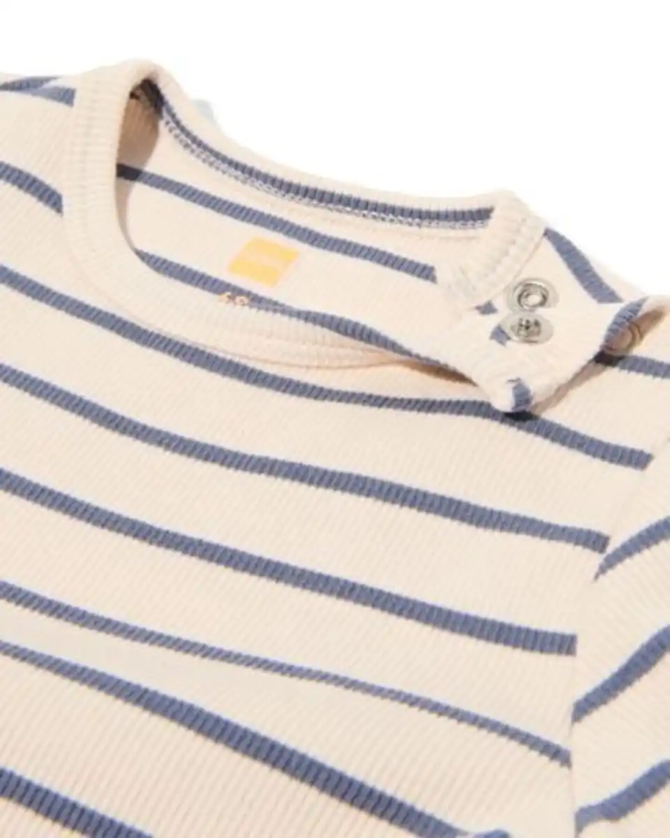Bild 4 von Newborn mitwachsender Strampler, gestreift ecru