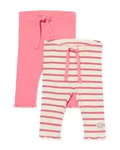 Babyleggings mit Rippenstruktur, Streifen – 2 Stück ecru