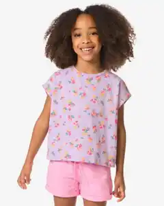 Kinder-T-Shirt, Blumen helllila