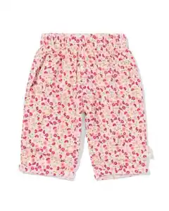 Newborn-Hose Comfort Fit aus Musselin mit Blumen ecru