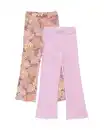 Bild 2 von Kinderleggings, Flared Fit, gerippt, geblümt – 2 Stück violett