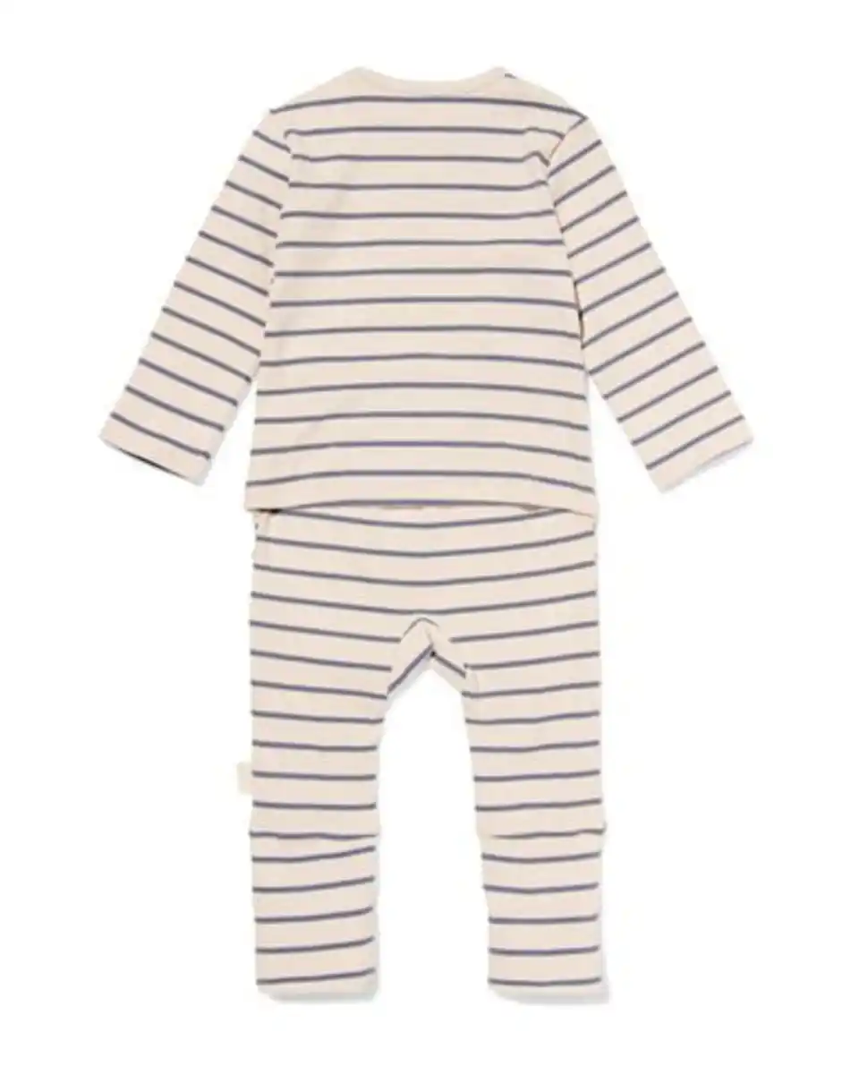 Bild 2 von Newborn mitwachsender Strampler, gestreift ecru