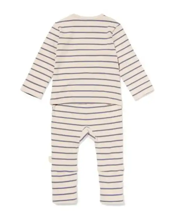 Bild 2 von Newborn mitwachsender Strampler, gestreift ecru