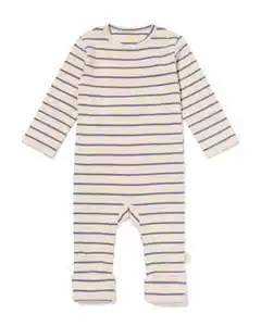 Newborn mitwachsender Strampler, gestreift ecru