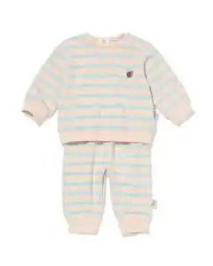 Newborn-Bekleidungsset mit Streifen ecru