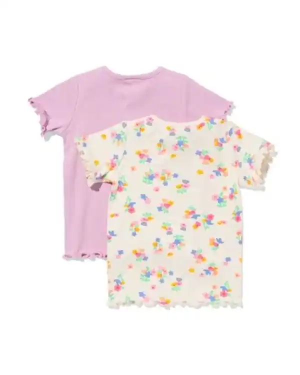 Bild 2 von Baby-T-Shirts mit Rippstruktur, Blumen – 2 Stück violett