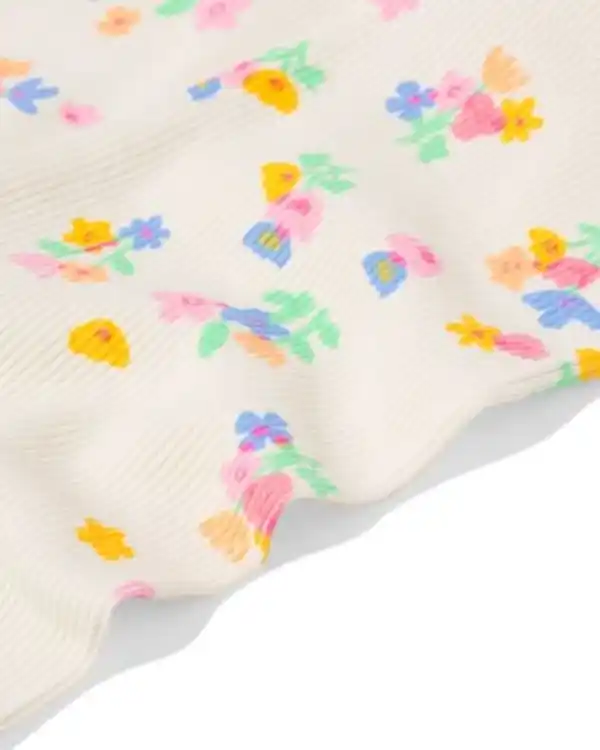 Bild 3 von Babyleggings mit Rippenstruktur, Blumen – 2 Stück ecru