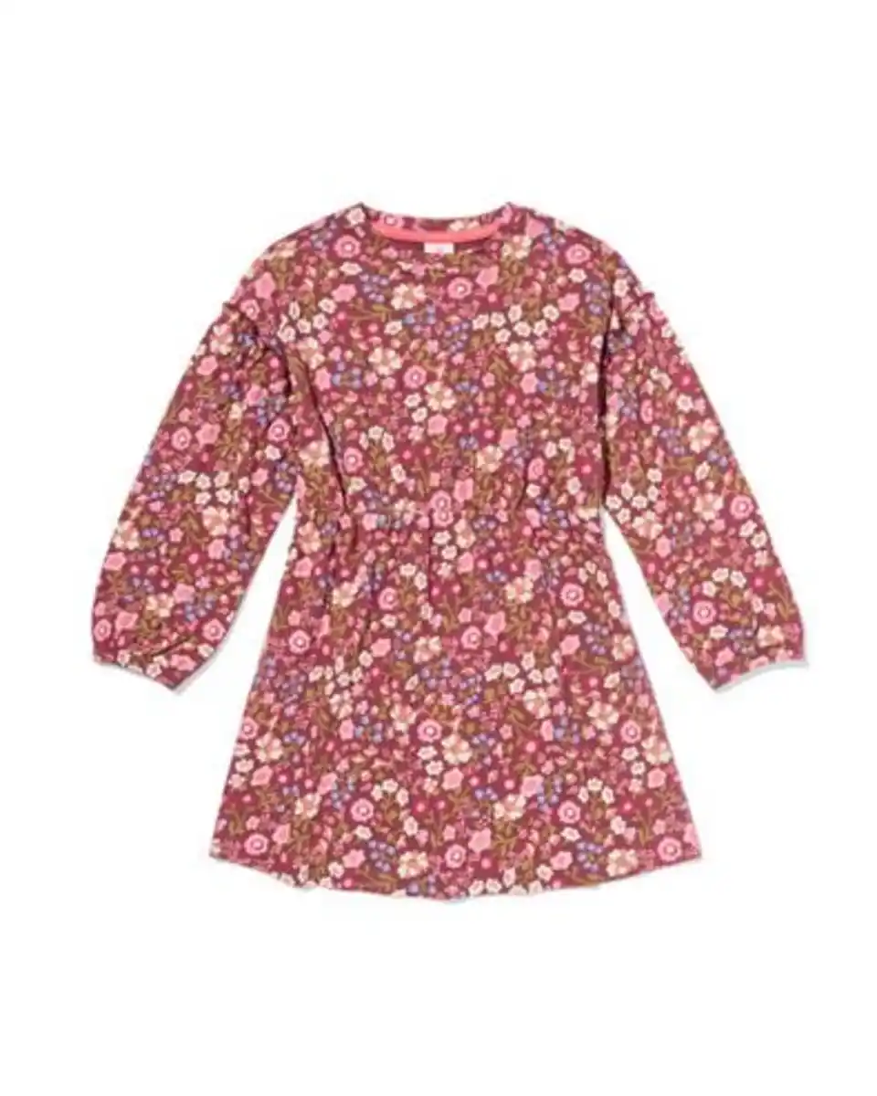 Bild 2 von Kinderkleid in A-Linie, gerippt mit Blumen hellbraun