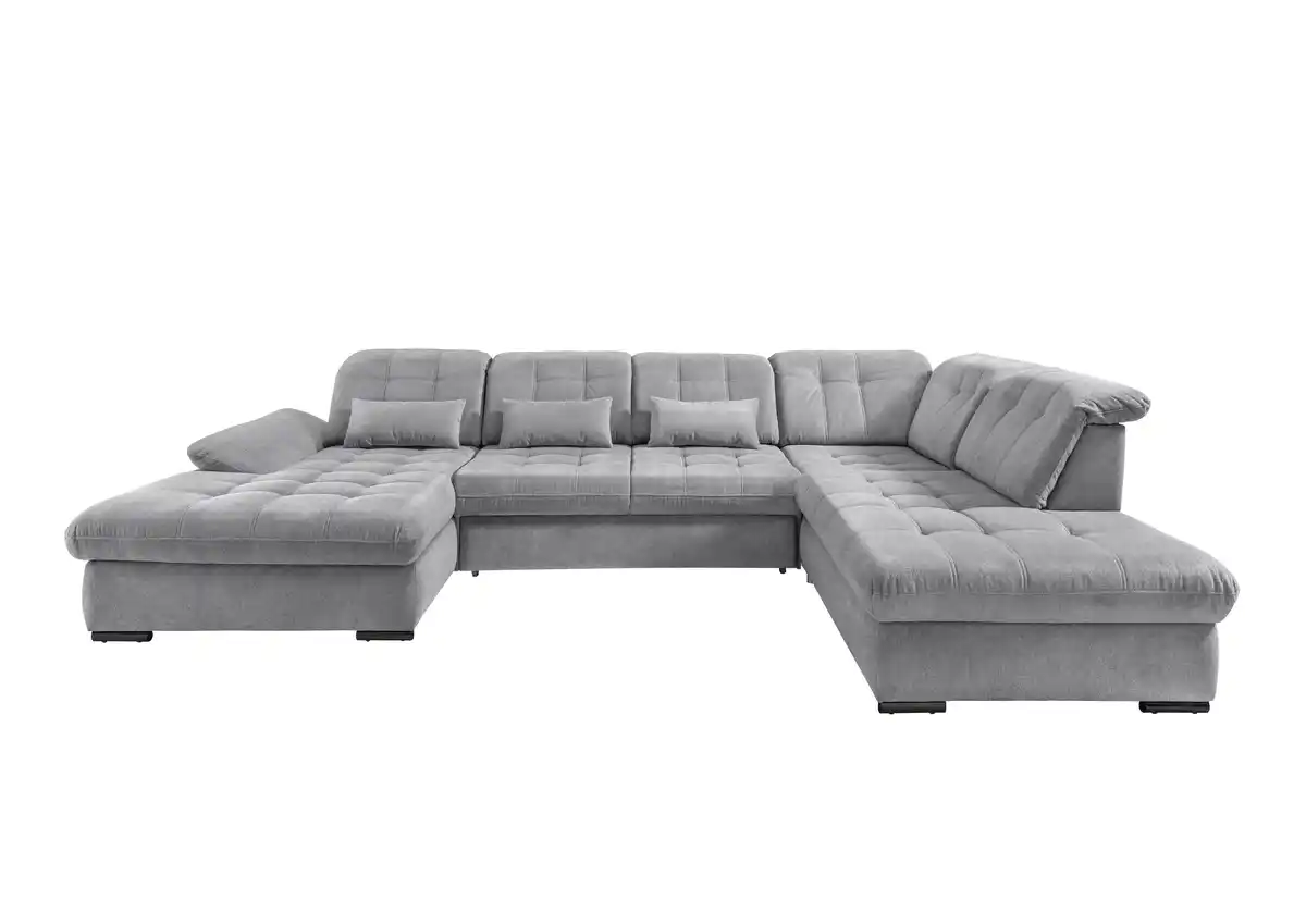 Bild 1 von Wohnlandschaft Rigatti Silber Chenille mit Bettkasten, Silberfarben