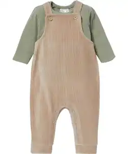 Newborn Langarmshirt + Latzhose, naturfarben