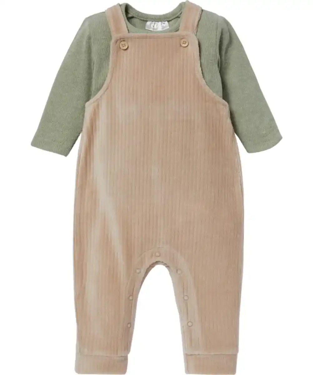 Bild 1 von Newborn Langarmshirt + Latzhose, naturfarben