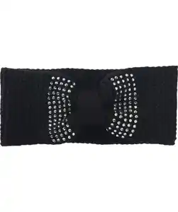 Strick-Stirnband Knoten, schwarz