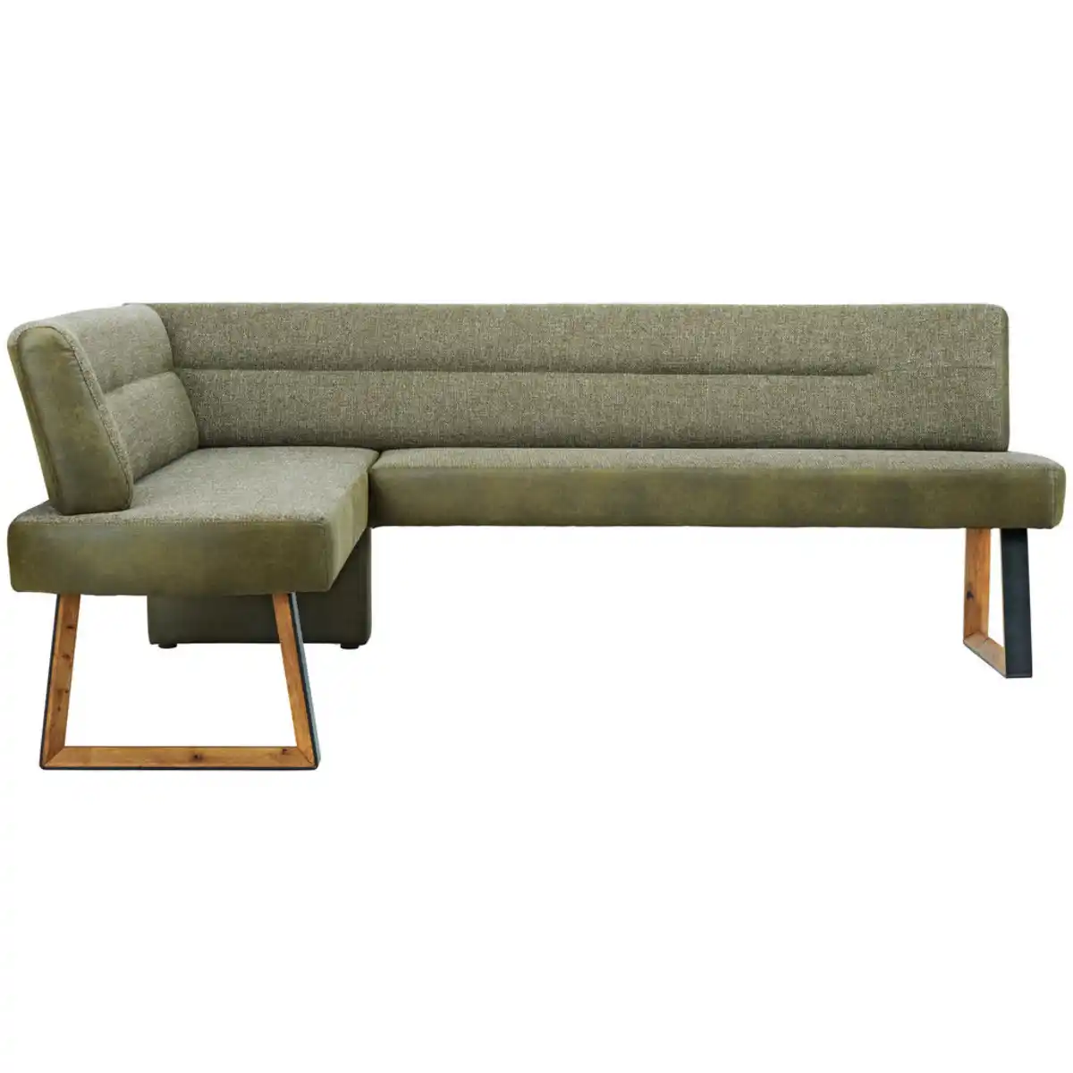 Bild 1 von Voleo Eckbank, Grün, Eiche, Holz, Metall, Textil, Eiche, massiv, 4-Sitzer, L-Form, 215x173 cm, Fußauswahl, in verschiedenen Größen erhältlich, Esszimmer, Bänke, Eckbänke