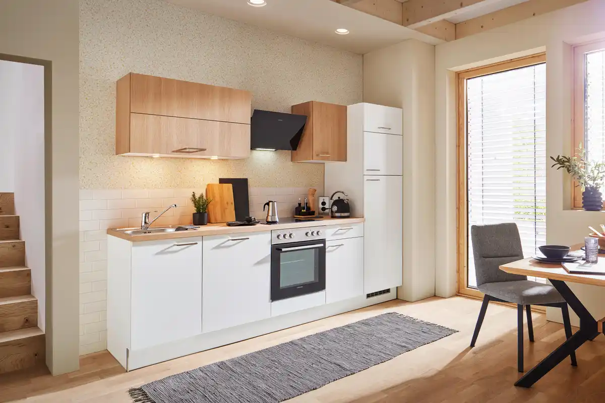 Bild 1 von Küchenblock inkl. 5 E-Geräte PN 80/100 in Weiß, Weiß, Eichefarben