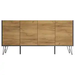 P & B Sideboard Posseik Industrial, Graphit, Eiche, Holzwerkstoff, 155x75.8x42 cm, stehend, Wohnzimmer, Kommoden & Sideboards, Sideboards