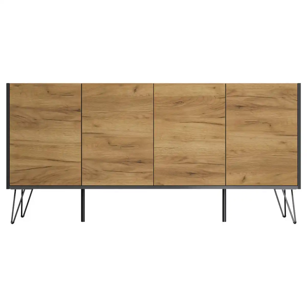Bild 1 von P & B Sideboard Posseik Industrial, Graphit, Eiche, Holzwerkstoff, 155x75.8x42 cm, stehend, Wohnzimmer, Kommoden & Sideboards, Sideboards