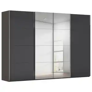 Novel Schwebetürenschrank Saligo, Graphit, Schwarz, Holzwerkstoff, 8 Fächer, 316x235x68 cm, Blauer Engel, Made in Germany, Beimöbel erhältlich, umfangreiches Zubehör in verschiedenen Größen Ho