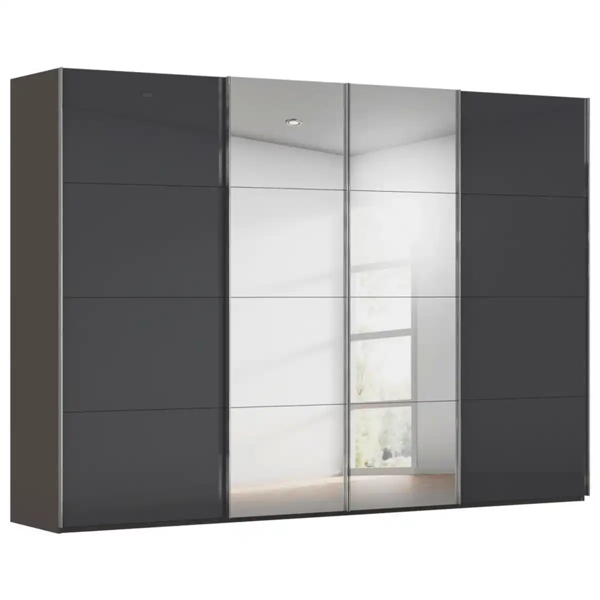 Bild 1 von Novel Schwebetürenschrank Saligo, Graphit, Schwarz, Holzwerkstoff, 8 Fächer, 316x235x68 cm, Blauer Engel, Made in Germany, Beimöbel erhältlich, umfangreiches Zubehör in verschiedenen Größen Ho