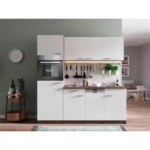 Respekta Küchenblock Oliver, Weiß, Kunststoff, 1 Schublade(n),1 Schublade(n) Schubladen, seitenverkehrt montierbar, nur wie online abgebildet bestellbar, 205 cm, links aufbaubar, rechts aufbaubar,