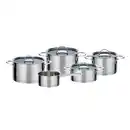Bild 1 von GSW Kochtopfset Elegance, Edelstahl, Metall, 5-teilig, 16 cm,20 cm,16 cm, 1.9 L,3.4 L,5.8 L,2.5 L,1.4 L, ISO 9001, Messskala, backofengeeignet, hitzebeständige Griffe, rostfrei, Griffe werden nicht