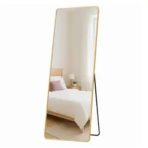 Boxxx Standspiegel, Gold, Metall, Glas, rechteckig, 50x160x33 cm, Facettenschliff, Ganzkörperspiegel, Spiegel, Standspiegel