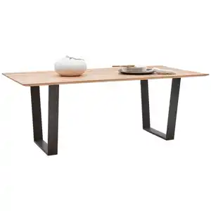 Valnatura Esstisch, Schwarz, Buche, Holz, Metall, Kernbuche, massiv, rechteckig, Kufe, 100x76x200 cm, in verschiedenen Größen erhältlich, Esszimmer, Tische, Esstische