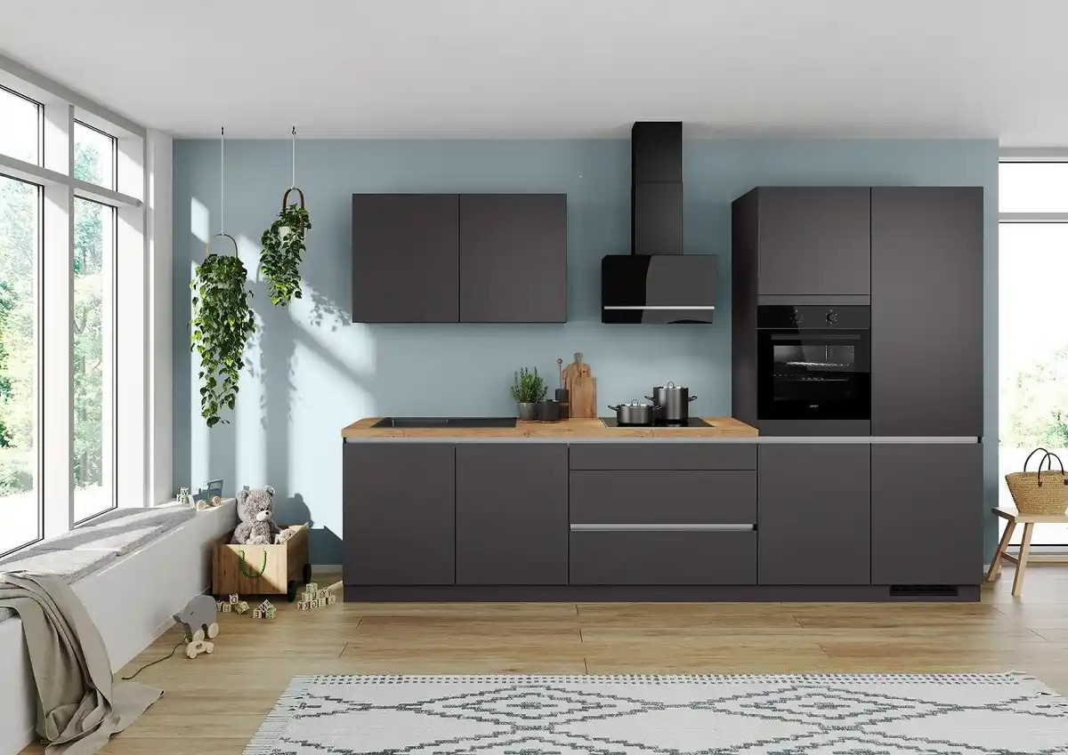 Bild 1 von Küchenblock mit Geräten ca. 340 cm Graphitfarben, Graphitfarben