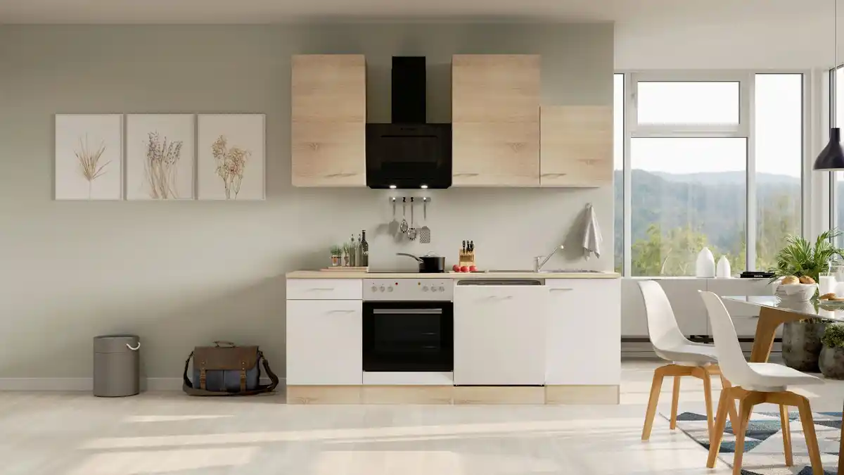 Bild 1 von Küchenblock Samoa Weiß/Eichefarben mit Geräten, Weiß, Sonoma Eiche