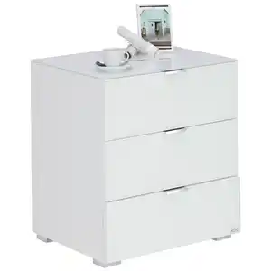 Novel Nachtschrank, Weiß, Metall, 3 Schublade(n) Schubladen, 50x56x42 cm, Schlafzimmer, Nachttische