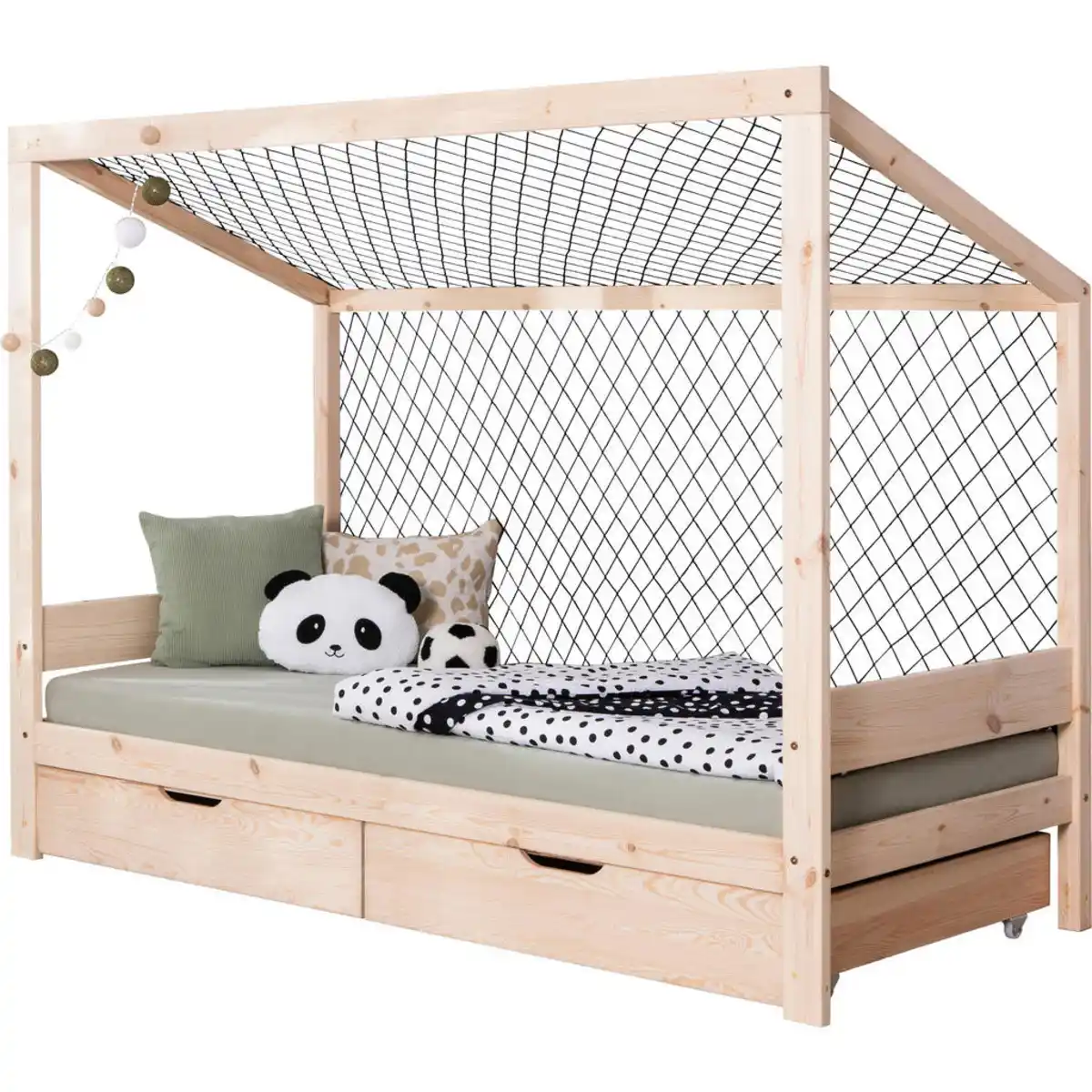 Bild 1 von Mid.you Stauraumbett FUßBALLBETT 0406, Natur, Holz, Birke,Kiefer, Schichtholz,massiv, 90x200 cm, Bettkasten, für Rollrost geeignet, Himmelfunktion, bodentiefer Einstieg, Schlafzimmer, Betten, Staur