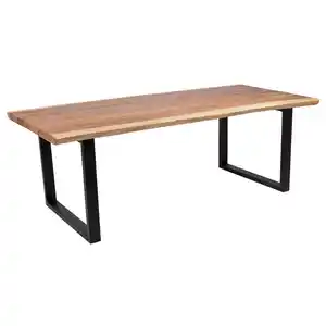Gardenson Gartentisch, Braun, Schwarz, Holz, Metall, Suar Holz, Hartholz, rechteckig, eckig, 100x75x220 cm, gastro- und objekttauglich, UV-beständig, wetterfest, platzsparend, Gartenmöbel, Gartenti