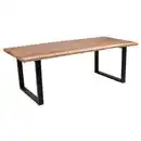 Bild 1 von Gardenson Gartentisch, Braun, Schwarz, Holz, Metall, Suar Holz, Hartholz, rechteckig, eckig, 100x75x220 cm, gastro- und objekttauglich, UV-beständig, wetterfest, platzsparend, Gartenmöbel, Gartenti