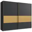 Bild 1 von Boxxx Schwebetürenschrank, Graphit, Gold, Holzwerkstoff, 2 Fächer, 225x208x65 cm, Made in Germany, in verschiedenen Größen erhältlich, Schlafzimmer, Kleiderschränke, Schwebetürenschränke