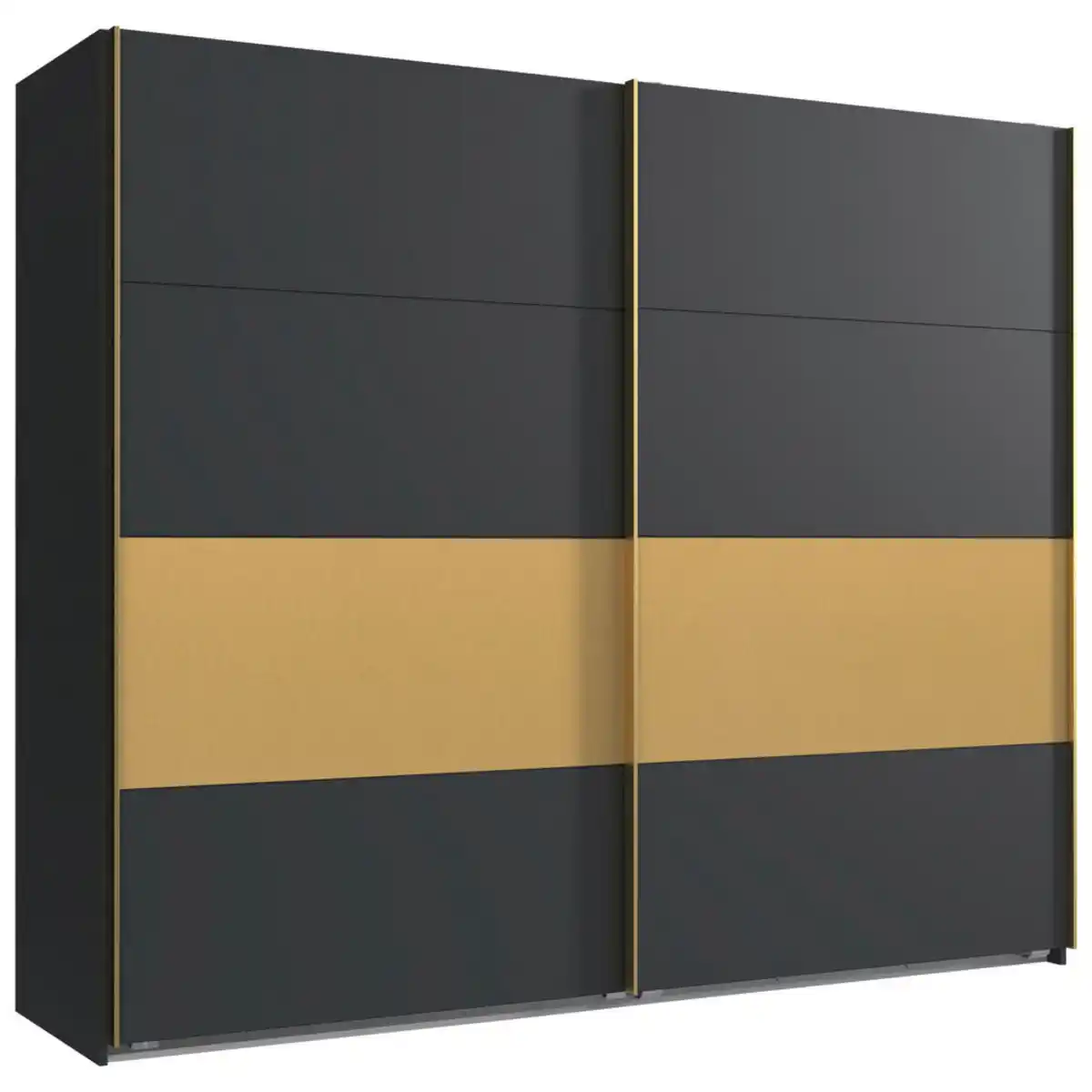 Bild 1 von Boxxx Schwebetürenschrank, Graphit, Gold, Holzwerkstoff, 2 Fächer, 225x208x65 cm, Made in Germany, in verschiedenen Größen erhältlich, Schlafzimmer, Kleiderschränke, Schwebetürenschränke